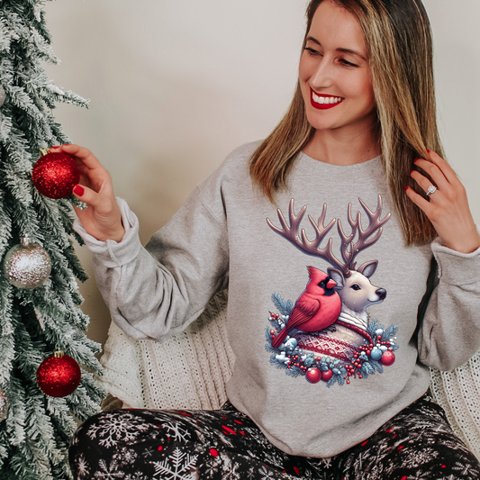 Deer and Cardinal Bird