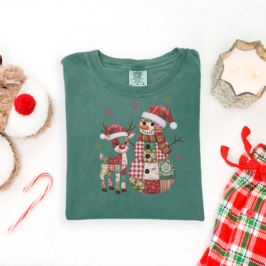 Patchwork Reindeer and Snowman